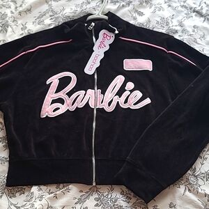 *Brand new* BARBIE X BOOHOO Black velour track top